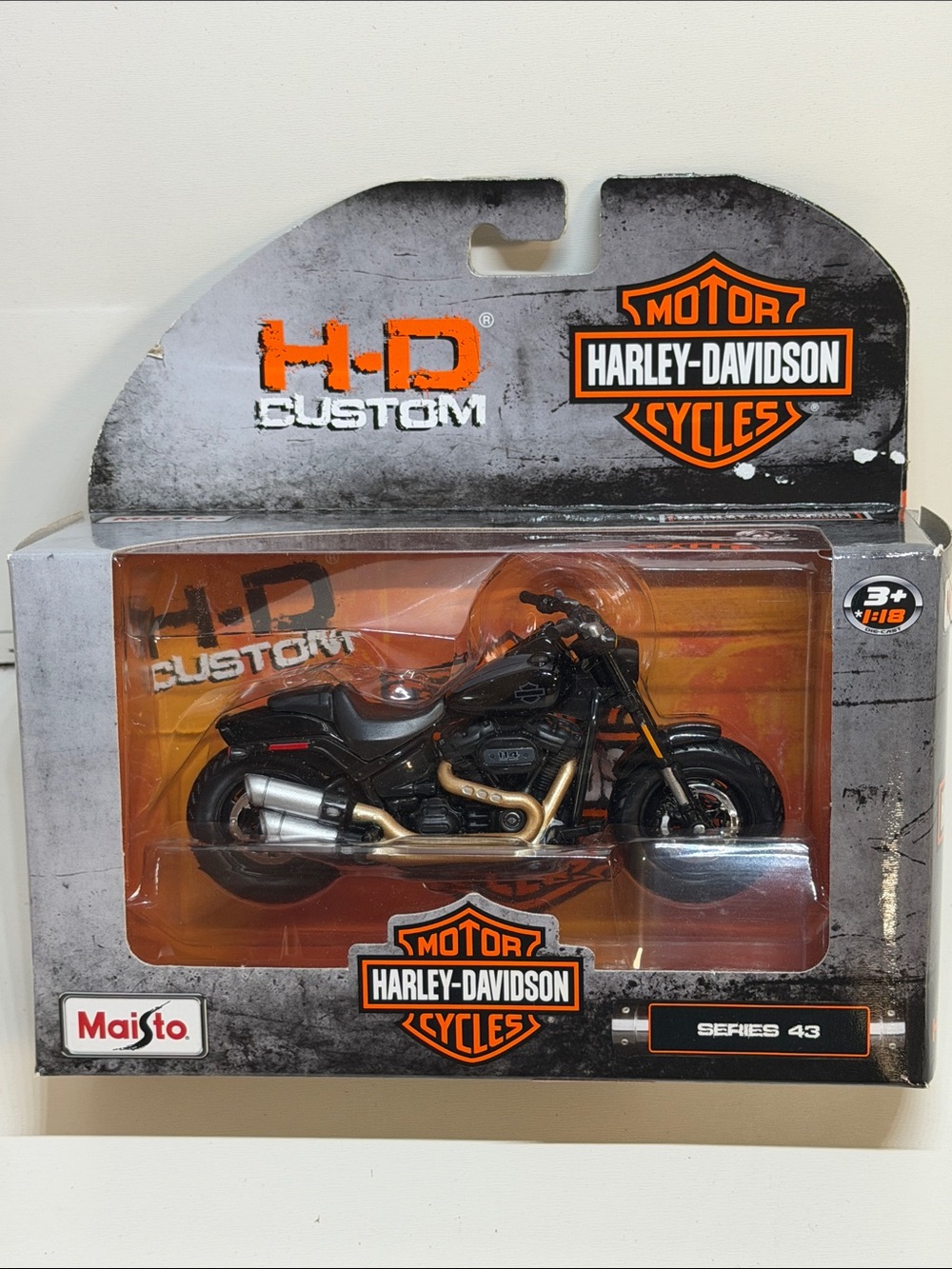 Harley-Davidson Black and Gold H-D Custom Diecast Motorcycle